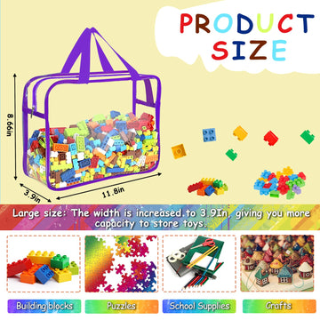 Opeletnnt 6 Packs Large Toy Storage Bags With Labels, Reusable Clear Pvc Board Game Storage, Travel Waterproof Organizer Bags Wi
