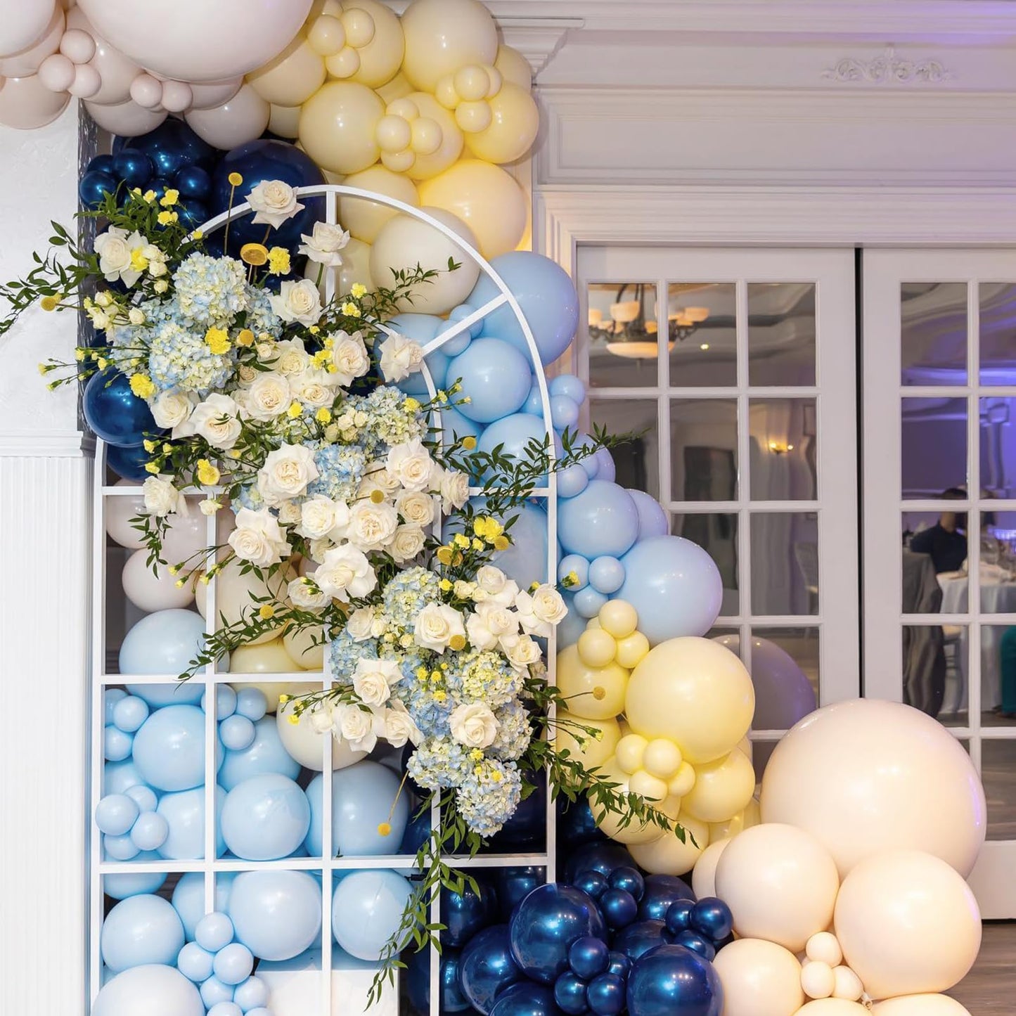 Blue Yellow Balloon Arch Kit, Blue Yellow Balloon Garland With Maca Blue Yellow And White Latex Balloons, Blue Yellow Balloon Ar