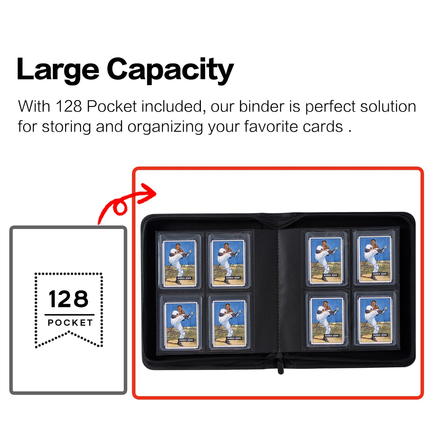 Toploader Binder  Holds 128 Top Loaders - 4 Pocket Top Loader Binder for 3 x 4 Rigid Card Holders for Trading Cards or Sports Cards  Model A - Sky Blue