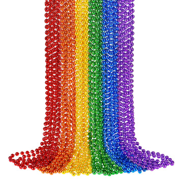 SHAOQINLIN 24 PCS Pride Beads Necklaces, Pride Accessories, Rainbow Beads Necklaces Bulk, Gay Lesbian Pride Month Parade Throws 