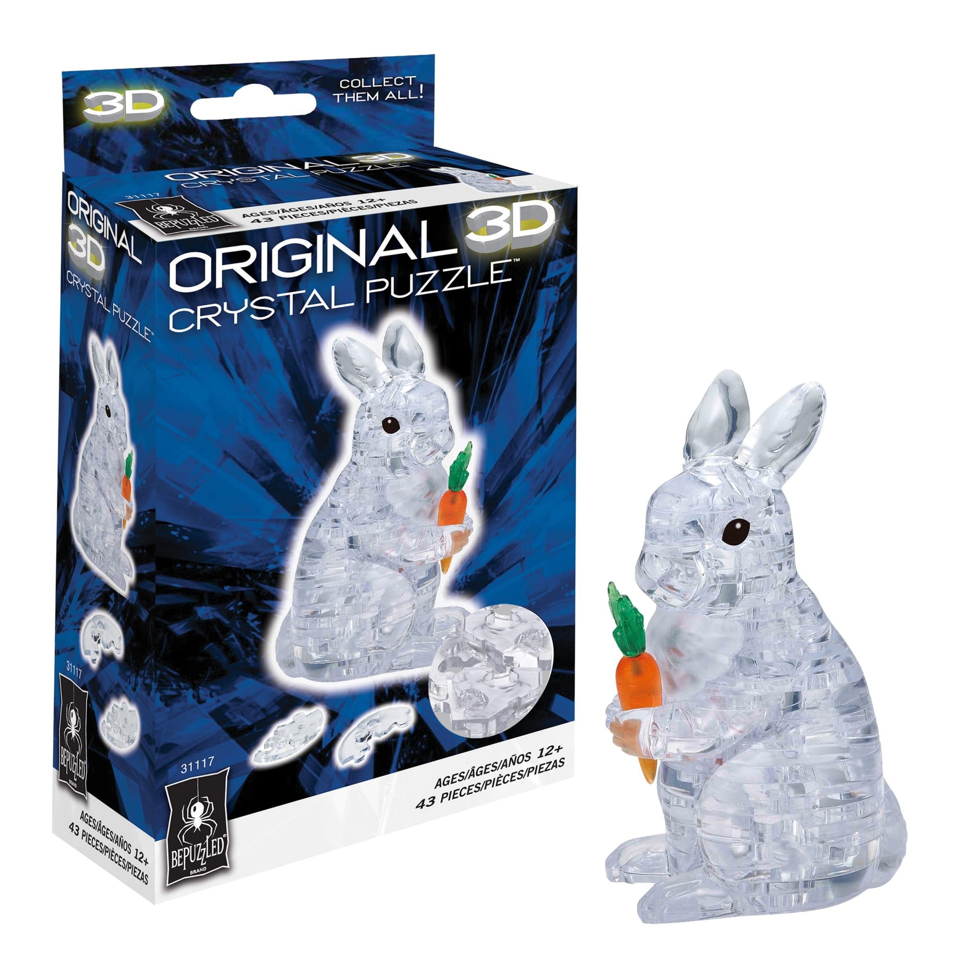 Bepuzzled, Rabbit Original 3D Crystal Puzzle, Ages 12 And Up