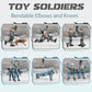 HAPTIME Army Men Action Figures with   Toy Soldiers for Boys  Plastic Army Toys for Boys 6-8  Birthday Gift for Military Collectors (6Pcs Blue + 6Pcs Gray)