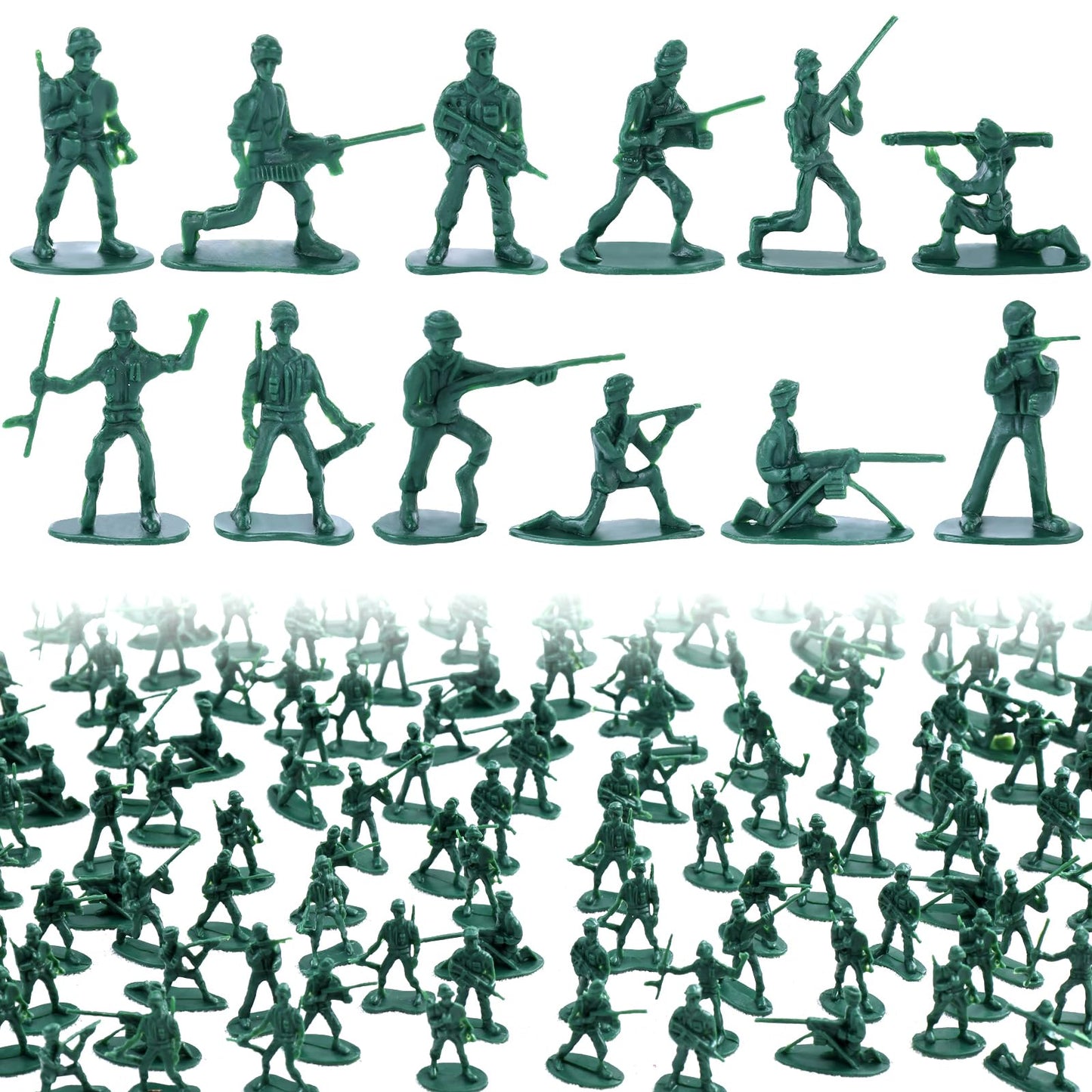 Lovestown 200Pcs Army Men Toy Soldiers, Green Soldier Figures Plastic Army Men Playset 10 Poses For Boys Birthday Gift