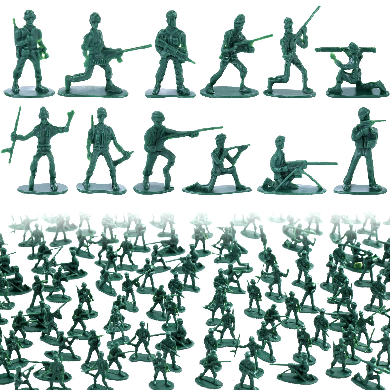 Lovestown 200Pcs Army Men Toy Soldiers, Green Soldier Figures Plastic Army Men Playset 10 Poses For Boys Birthday Gift