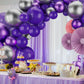 Dark Purple Balloons Arch Garland Kit-143Pcs Silver Metallic Purple Balloons For Birthday Anniversary New Years Baby Shower Grad