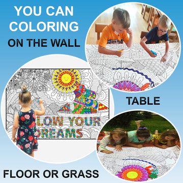 Giant Coloring Poster For Adults And Kids - Wall Coloring Poster Motivational - Large Coloring Posters For Classroom - Huge Coloring Poster At Work Table - Big Coloring Pages - Jumbo Coloring Sheets