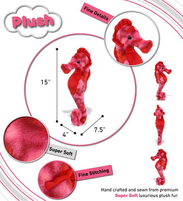 Dollibu Pink Tie-Dye Seahorse Super Soft Stuffed Animal, Cute Realistic Stuffed Animals For Girls, Boys, Adults Animal Gifts, Ki