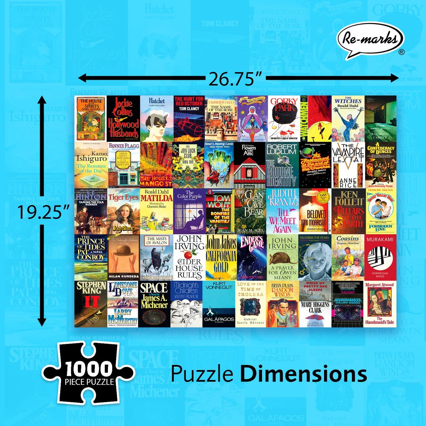 Re-Marks 1,000-Piece Collage Puzzle - 1980s Novels, Cardboard, White/Gray