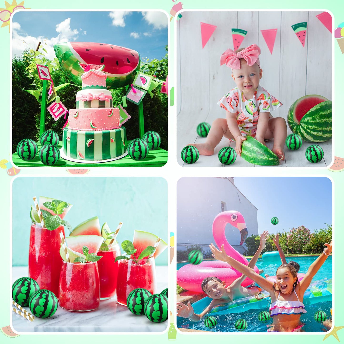 Zhanmai 36 Pack Watermelon Stress Balls Party Favors 2.5 Inch Sensory Fidget Toy Mini Watermelon Foam Balls One in a Melon Party Decorations Summer Pool Toys for Children mature-themeds Stress Relief Gifts