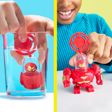 Hasbro Marvel Hydro Pods Hulkbuster Aqua Armor Battle Set, Red and Gold, Water Activated Surprise Toys for Ages 6 and Up