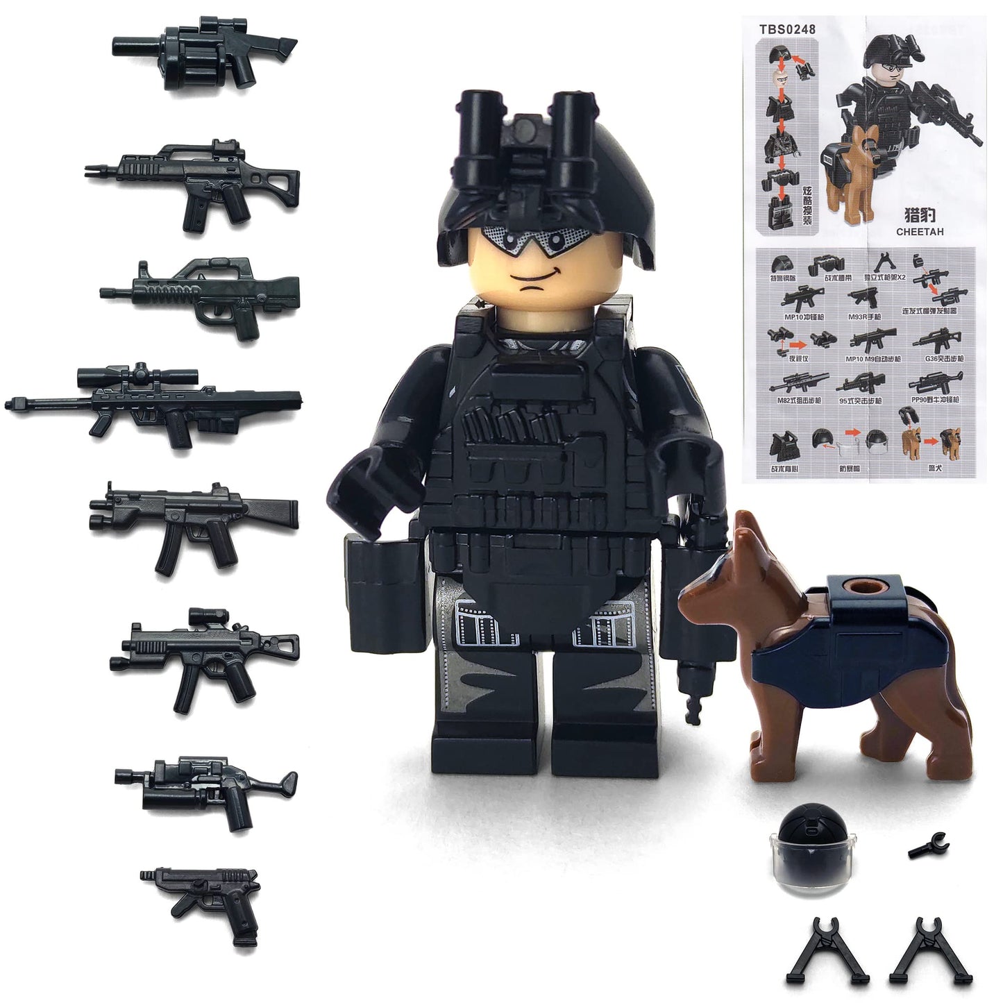Toysvill SWAT Military Police Building Block Kit for Kids | Motorcycle & Soldiers Minifigures (Classic Set of 6 PCS) with Dog  Modern  and Accessories Gift