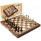 Wegiel Handmade 16 Inch Wooden Chess Set - Luxury Beech & Birch for Adults & Kids, Unique Folding Design in Junior Color