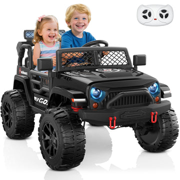 ANPABO 24V 2 Seater Ride on Toy Truck w/EVA Tires, 4X200W Motors, 4 Shock Absorbers, 2.4G Remote Control, Bluetooth Radio, LED H