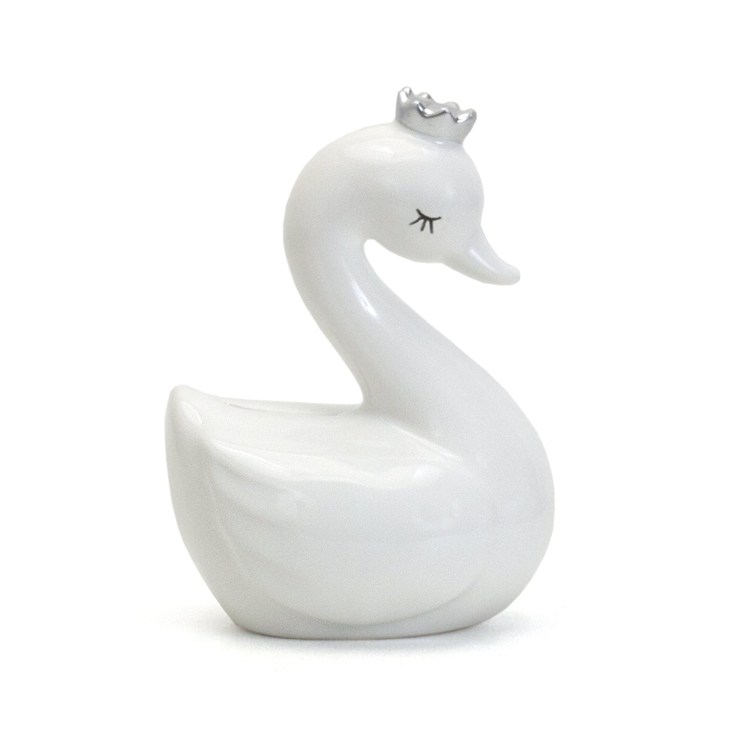 Child To Cherish Ceramic Swan Piggy Bank (Silver)