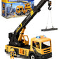Coroiesty Large Crane Truck Toy with Extendable Crane Arm, Lights & Siren Sounds, Assemble Truck Engineering Vehicle Toy for Boy