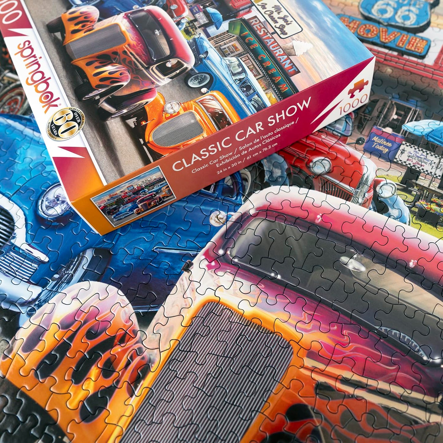 Springbok 1000 Piece Classic Car Puzzle - Hot Rods & Classic Cars - Made in USA - Cardboard