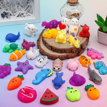 30Pcs Kawaii Mochi Squishy Toys Party Favors For Kids 4-8-12, Easter Egg Fillers Birthday Gifts For Kids,Fidget Sensory Toys Goodie Bag Fillers Treasure Box Classroom Prizes