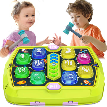Whack Mole Game Toy For Toddler, Toys For 3 4 5 6+ Year Old Boys/Girls, Interactive Educational Pounding Toys With 2 Hammers, Music & Light, 3 Modes, Birthday Xmas Gifts For Boys Girls Kids Age 3+