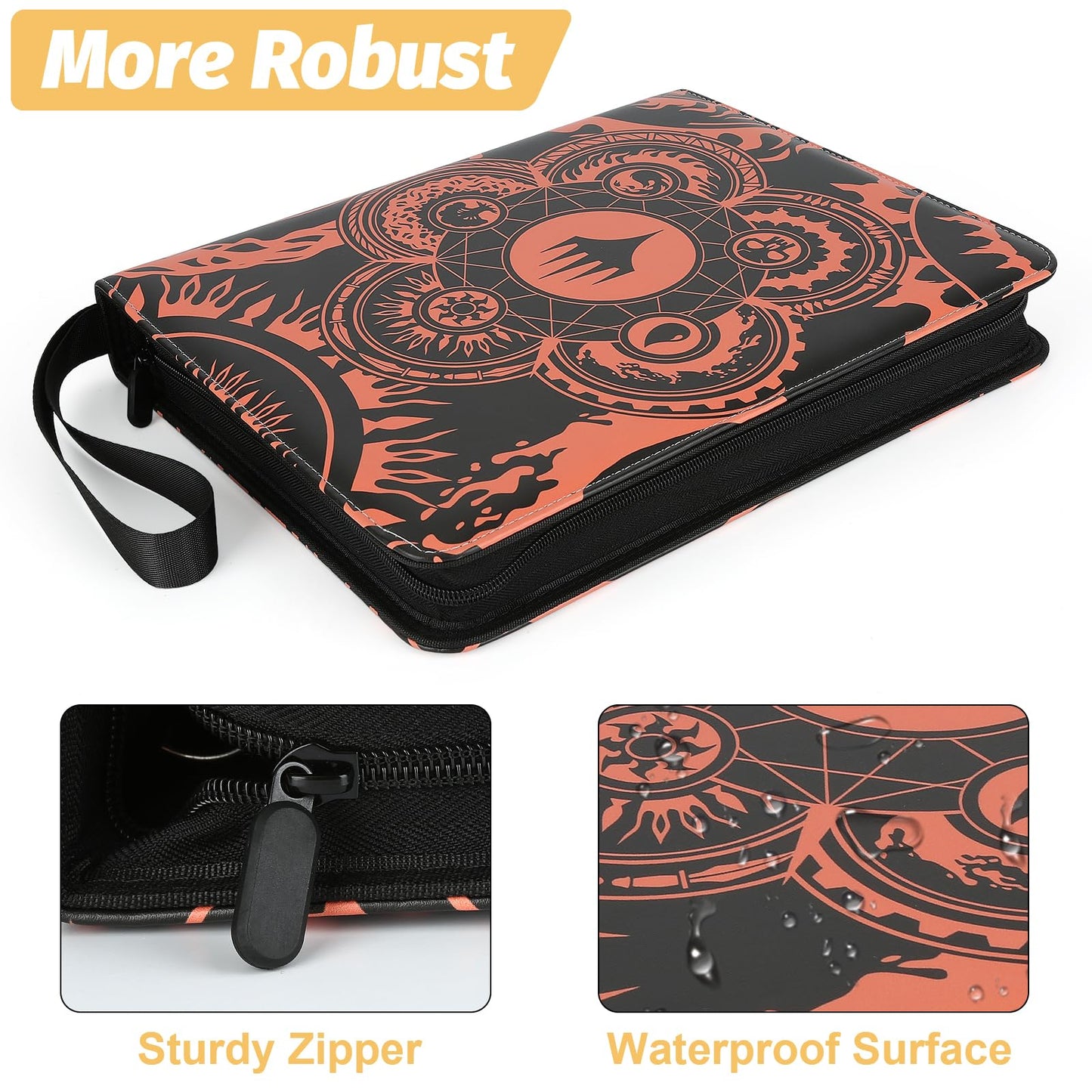 MTGPRO Trading Card Binder 9-Pocket Binder for Trading Cards Holds 720 Cards enhanced Collector Card Album for Standard Cards Card Collection Folder for MTG TCG Yugioh Game Cards (A-orange)