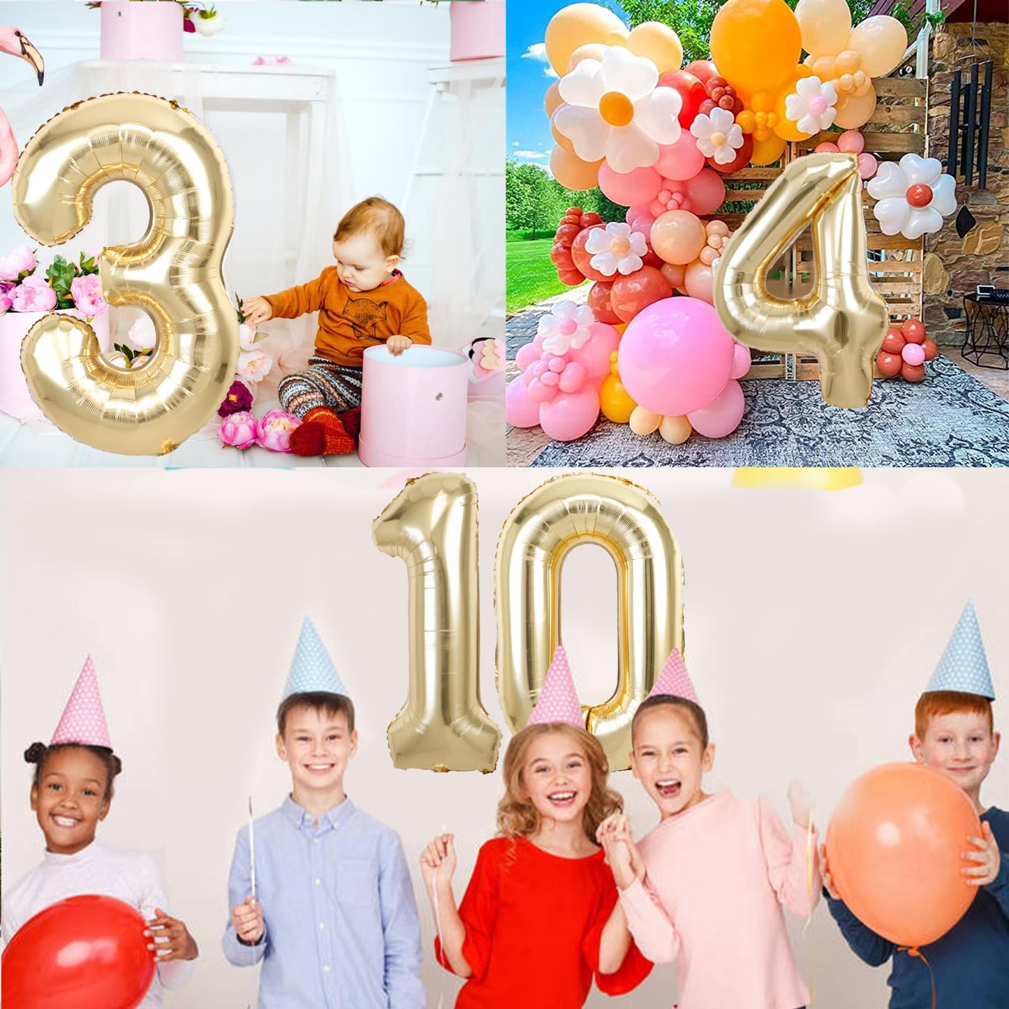 40 Inch Giant White Gold Number 9 Balloon, Helium Mylar Foil Number Balloons For Birthday Party, 9Th Birthday Decorations For Ki