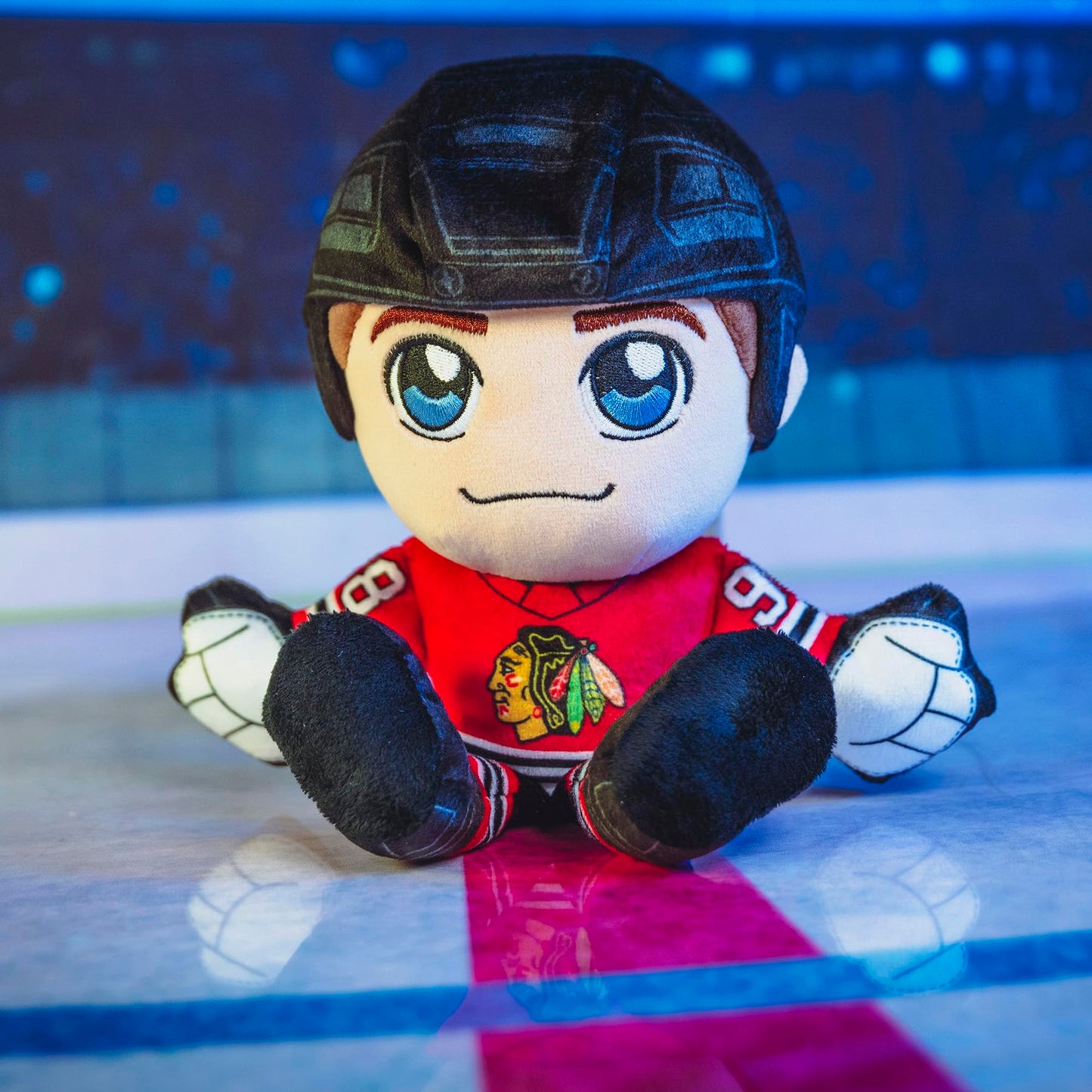 Bleacher Creatures Connor Bedard Plush - 8" Soft Chibi Doll, Chicago Blackhawks, Crystal Velboa Polyester, Model K8-NHP-BHK-CBE