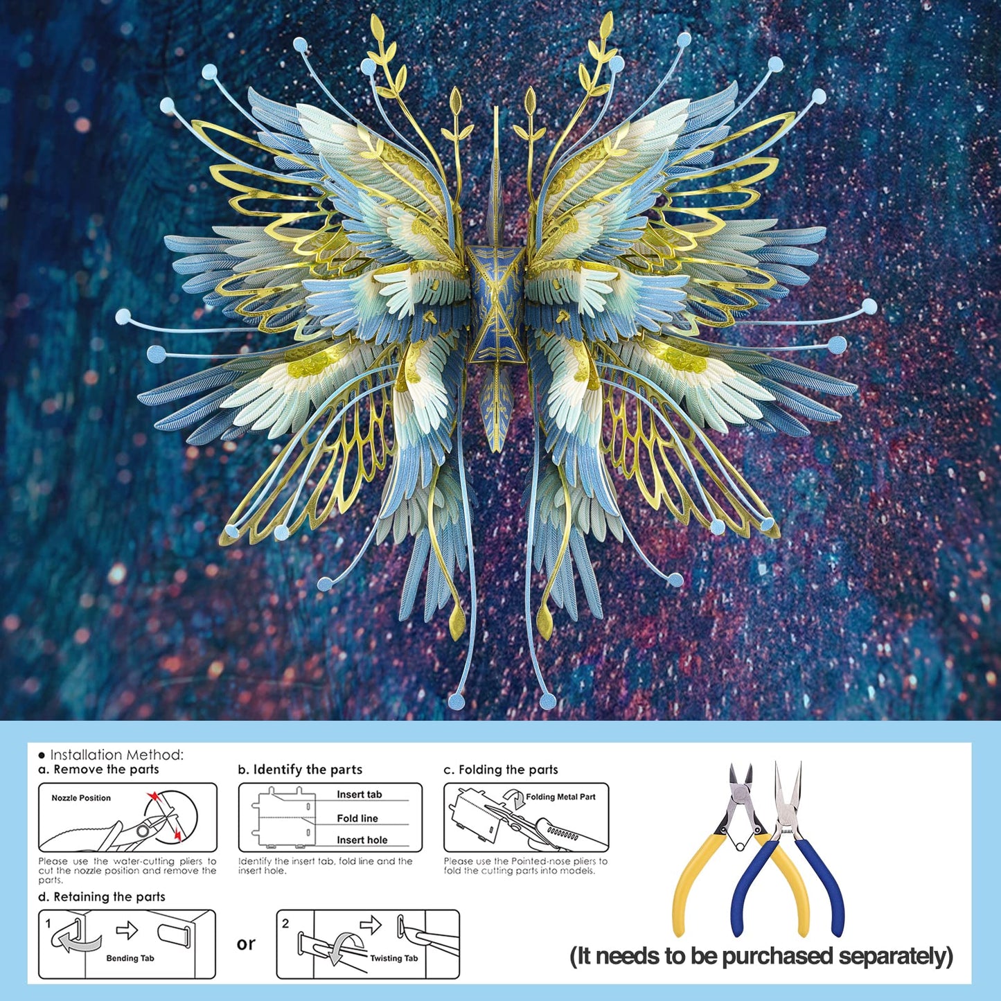 Piececool 3D Metal Model Kits For Adults, 12 Constellation Series - Aquarius Wish Cranes Model Building Kits, Brain Teaser 3D Puzzle Diy Craft Kits Best Birthday Gifts, 51Pcs