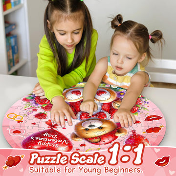 Valentines Floor Puzzles For Kids Age 4-8, Valentiens Day Gifts For Kids Classroom Exchange Gifts Love Bear And Balloons Large J