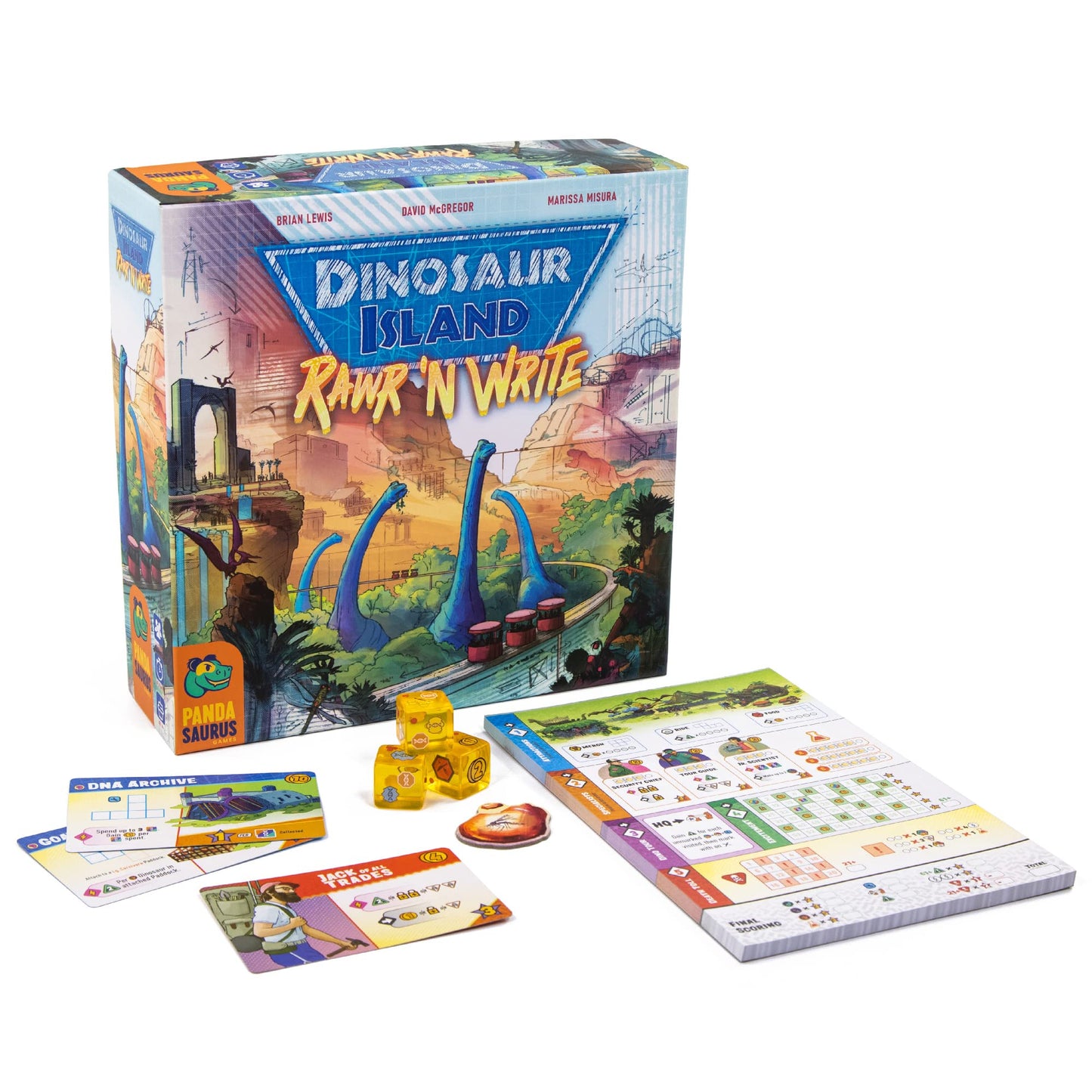 Pandasaurus Games Dinosaur Island Rawr and Write Board Game, Strategy Game for 1-4 Players, Ages 10+, Multicolor, Model PAN202107