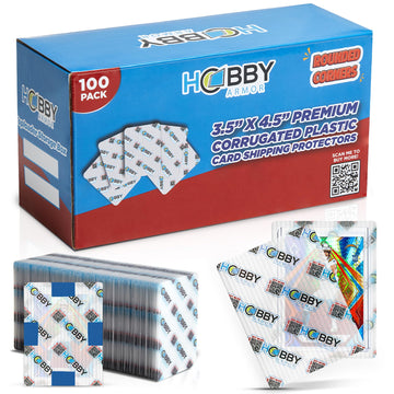 100 Pack Plastic Trading Card Shipping Protector by Hobby protective covering  3.5 x 4.5 with Rounded Corners  Translucent Plastic and Vibrant Multi-Color Card Protector to Guard Cards from Dings  Cardboard Alt