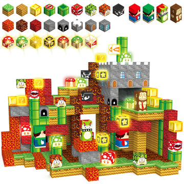 Medmhsma 200Pcs Magnetic Blocks Building Toys, 1'' Light Up Building Blocks Magnet Cubes Tiles For Toddlers Boys Girls 3+, Build