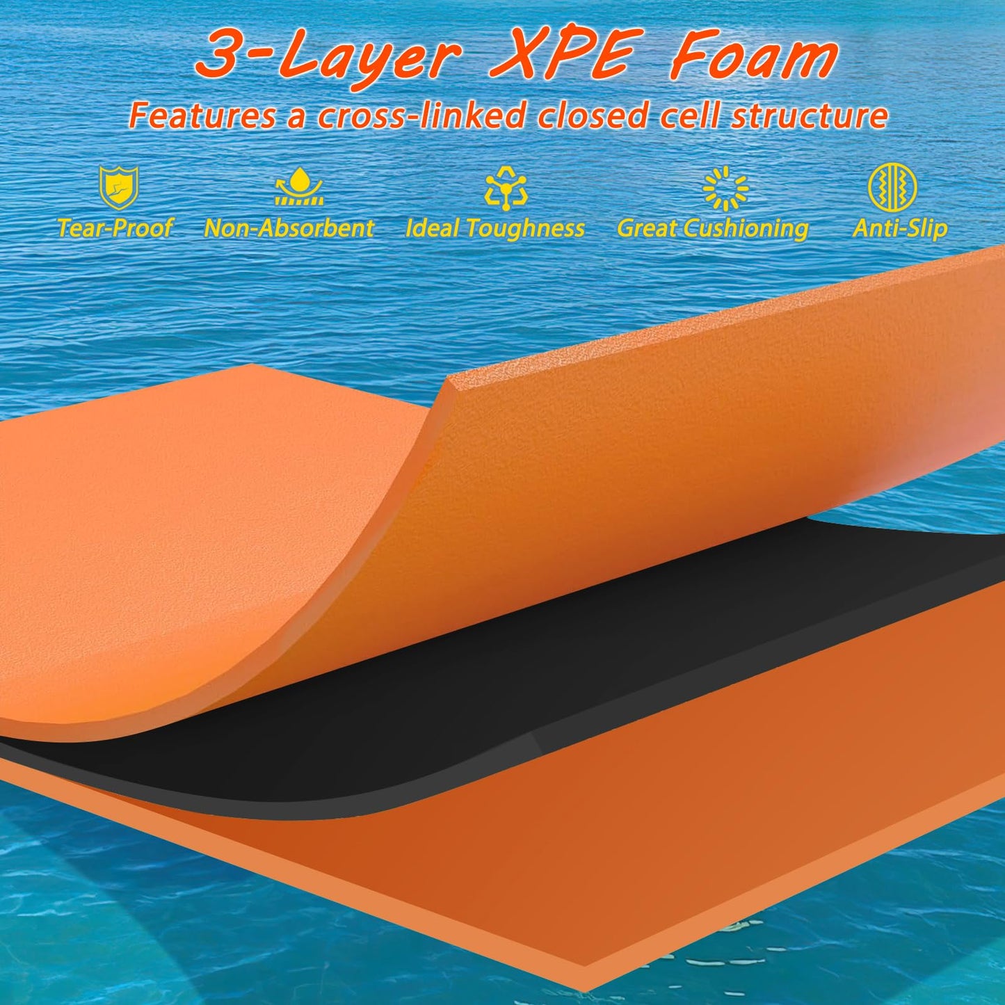 Goplus Floating Water Mat Pad, Lily Pad with Rolling Pillow Design, Bouncy Tear-Resistant 3-Layer XPE Foam, Roll-Up Swimming Foa