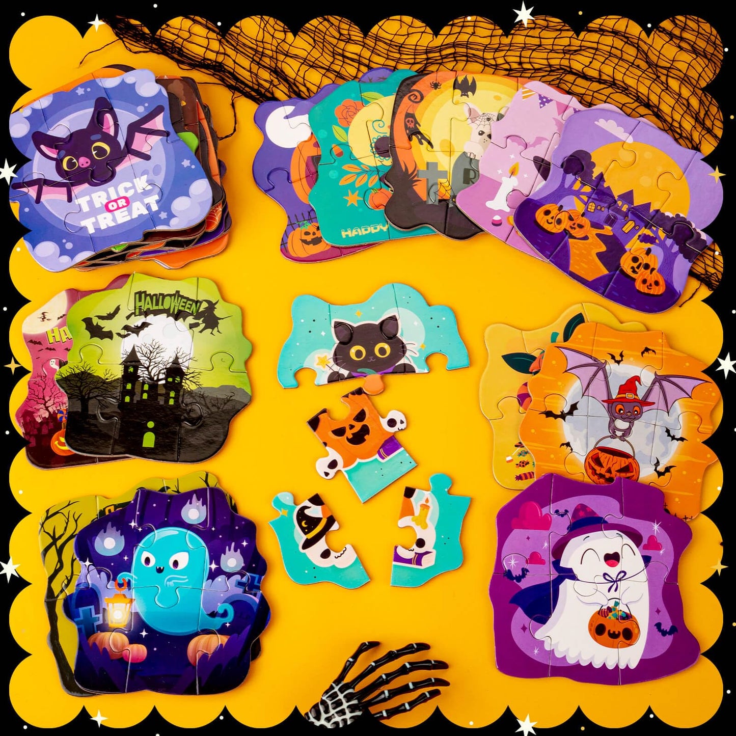 Hfaydzsw 24 Pack Halloween Puzzle For Kids, Halloween Party Favor Games, Halloween Jigsaw Puzzles Perfect For Classroom Rewards