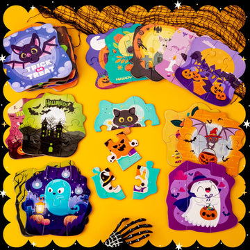 Hfaydzsw 24 Pack Halloween Puzzle For Kids, Halloween Party Favor Games, Halloween Jigsaw Puzzles Perfect For Classroom Rewards