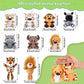 Spakon 88 Pcs Wildlife Party Favors for Boys and Girls Includes 18 Sets Mini Wild Animal Stuffed Animals Plush Keychains Party G