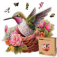 Glorious Hummingbird - 350 Piece Wooden Puzzles for mature-themeds - 17.7 x 14.9 in - Extra-Thick 5 mm Wood Puzzle  Hand-Drawn Pieces  Bird-Shaped Mosaic Design - enhanced Gift for Puzzle Lovers by LEOGOR