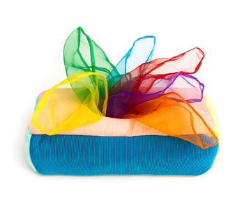 Baby Tissue Box Toy - Montessori Play For Infants And Toddlers - Sensory Textured Box With 12Pcs Matching Colorful Scarves And 3Pcs Crinkle Paper