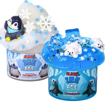 2 Slime Pack Clear Crystal Slime & Cloud Slime Kit For Girls Boys, Create With Kids Ice Age Theme, Premade Slime Making Kit, 8 S