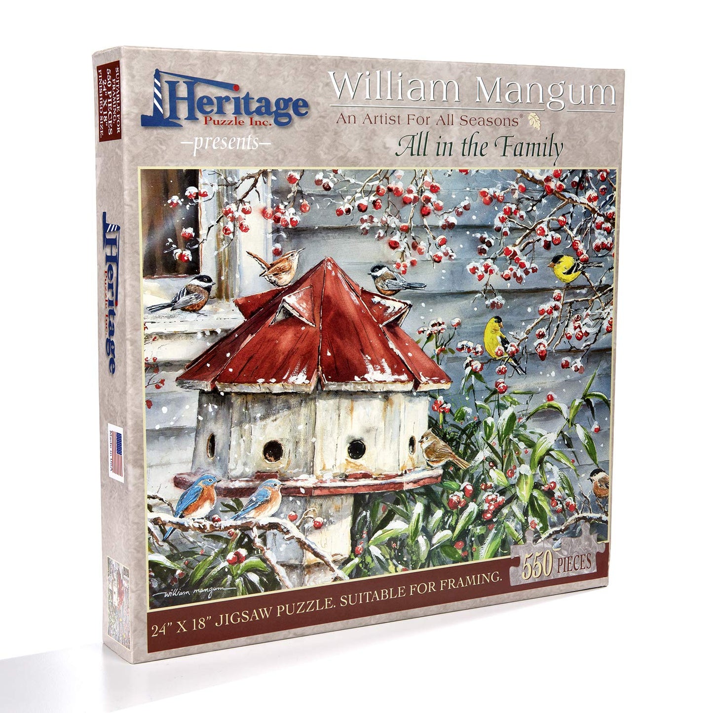 Heritage Puzzle All in The Family 550 Piece Puzzle - Artist William Mangum - Made in The USA