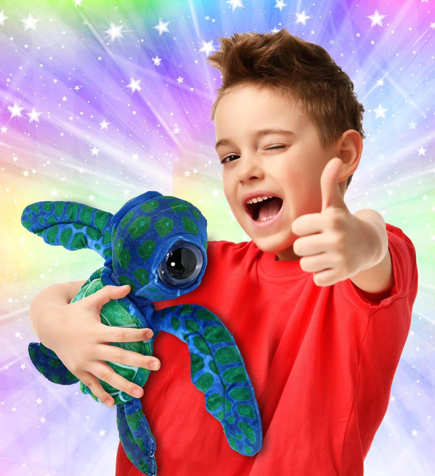 DolliBu Blue Sea Turtle Plush Toy - Super Soft 10-Inch Stuffed Animal for Kids, Polyester, Ocean Nursery Decor
