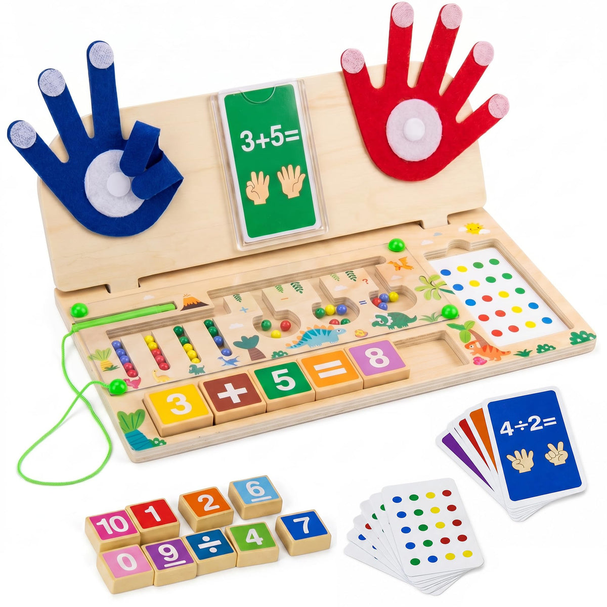 MICKYU Montessori Math Toy for 3 4 5 Year Olds, Finger Counting Board