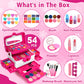 Aureyung Kids Makeup Kit for Girl, Toys for Girls Ages 3 4 5 6 7 8 9 10, 54PCS Washable Real Makeup Set, Kids Make Up, Play Make