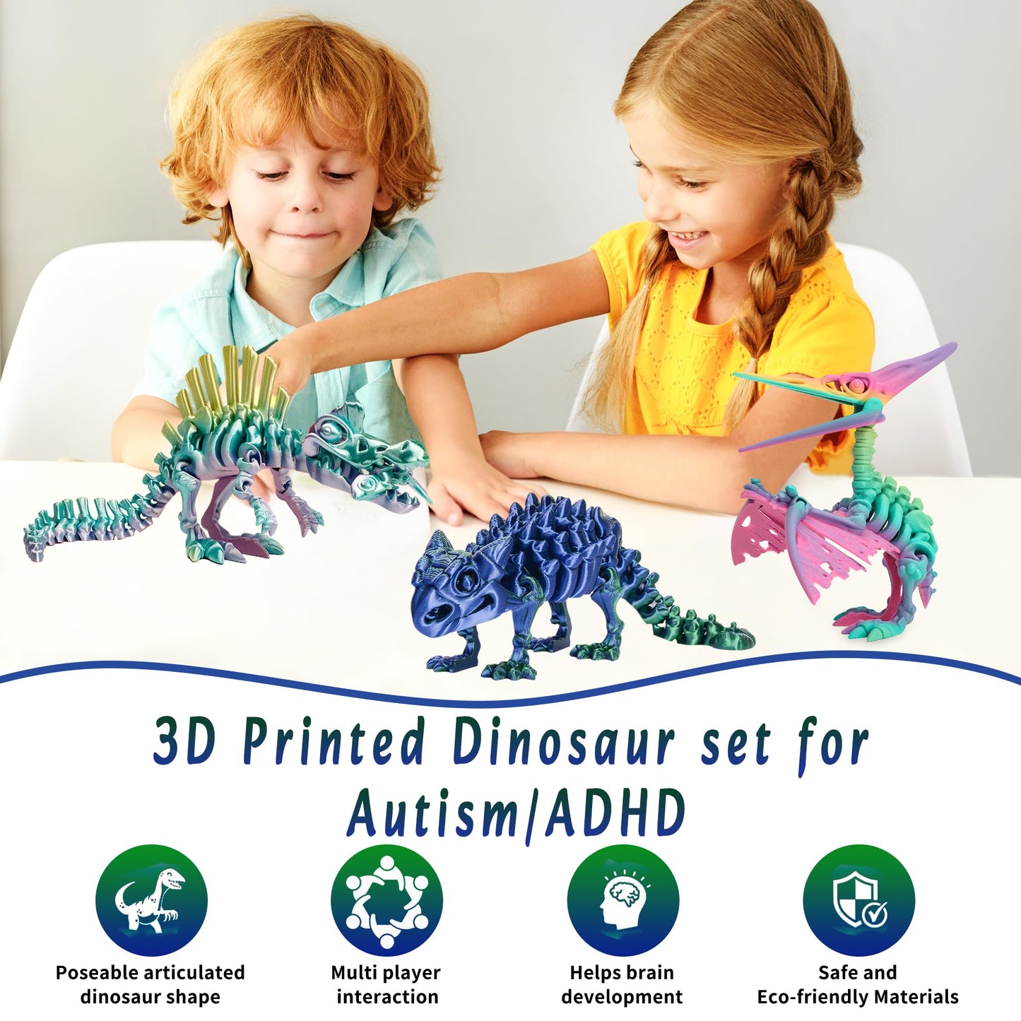 3D Printed Dinosaur  3D Printed Animals Dragon Fidget Toy mature-themed Desk  Poseable Dino Skeletons with Articulated Joints  Easter Basket Stuffers  Home Decor  Stress Relief Toy for Autism (Spinosaurus)