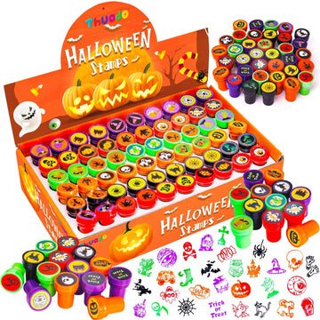 Thuodo Halloween Party Favors, 120 Pieces Assorted Stamps for Kids Bulk, Children Self-Ink Holiday Toy Gifts Game Prizes, Hallow