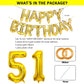 SHUNTAI 51st Birthday Decorations - Gold Jumbo Number Balloons, 15 Foil Mylar Balloons, Happy Birthday Banner, 51 Years Old Theme
