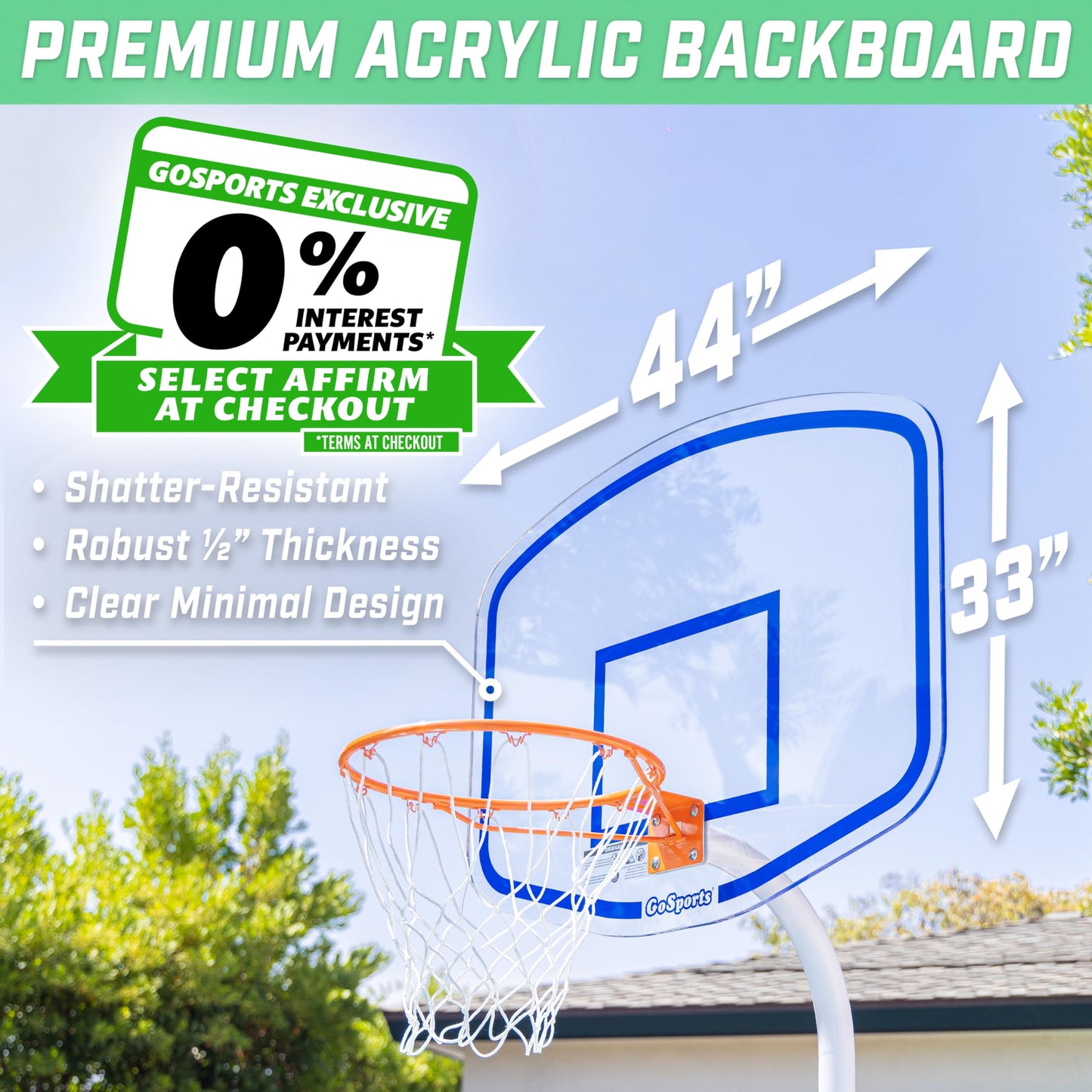 GoSports Splash Hoop advanced Pool Basketball Hoop with enhanced Acrylic Backboard and Water Weighted Base