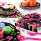 Jetec 240 Pcs Fluorescent Style Birthday Party Supplies Include 7   9   Plates Napkins and Tableware Forks Spoons for 40 Gue