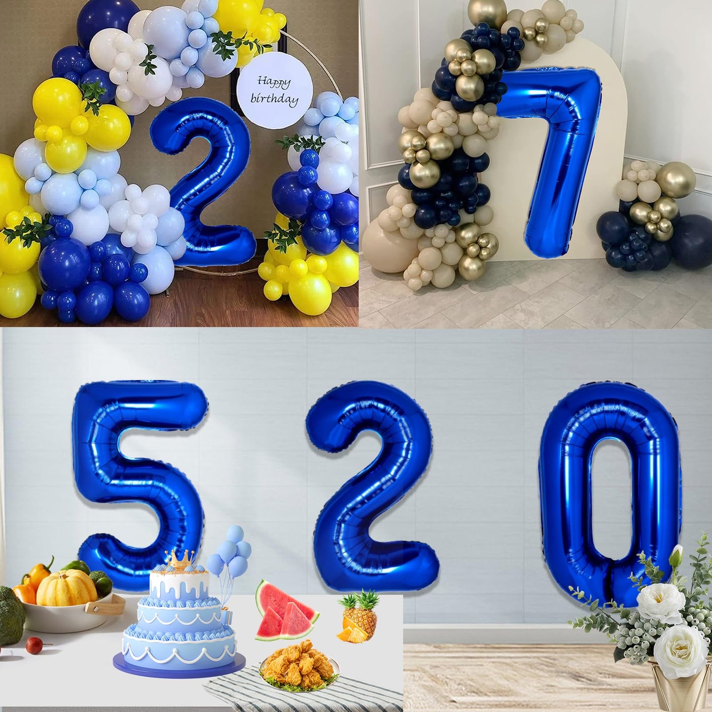40 Inch Giant Navy Blue Number 15 Balloon, Helium Mylar Foil Number Balloons For Birthday Party, 15Th Birthday Decorations For K