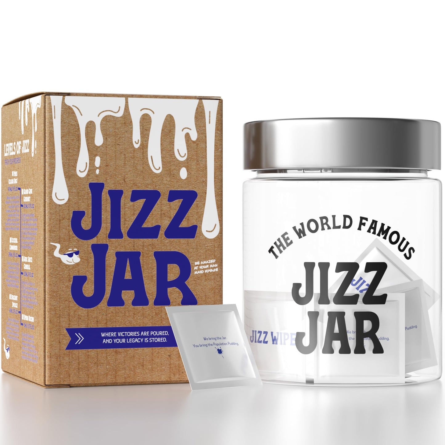 BEARDSHADE Gag Gift Jar (14 FL.Oz) with Wipes  Bonus Cut-Outs in Hilarious Giftable Box  White Elephant Funny Gag Gifts for Men  mature-themed Prank Gift Ideas for Boyfriend  Husband  & More.