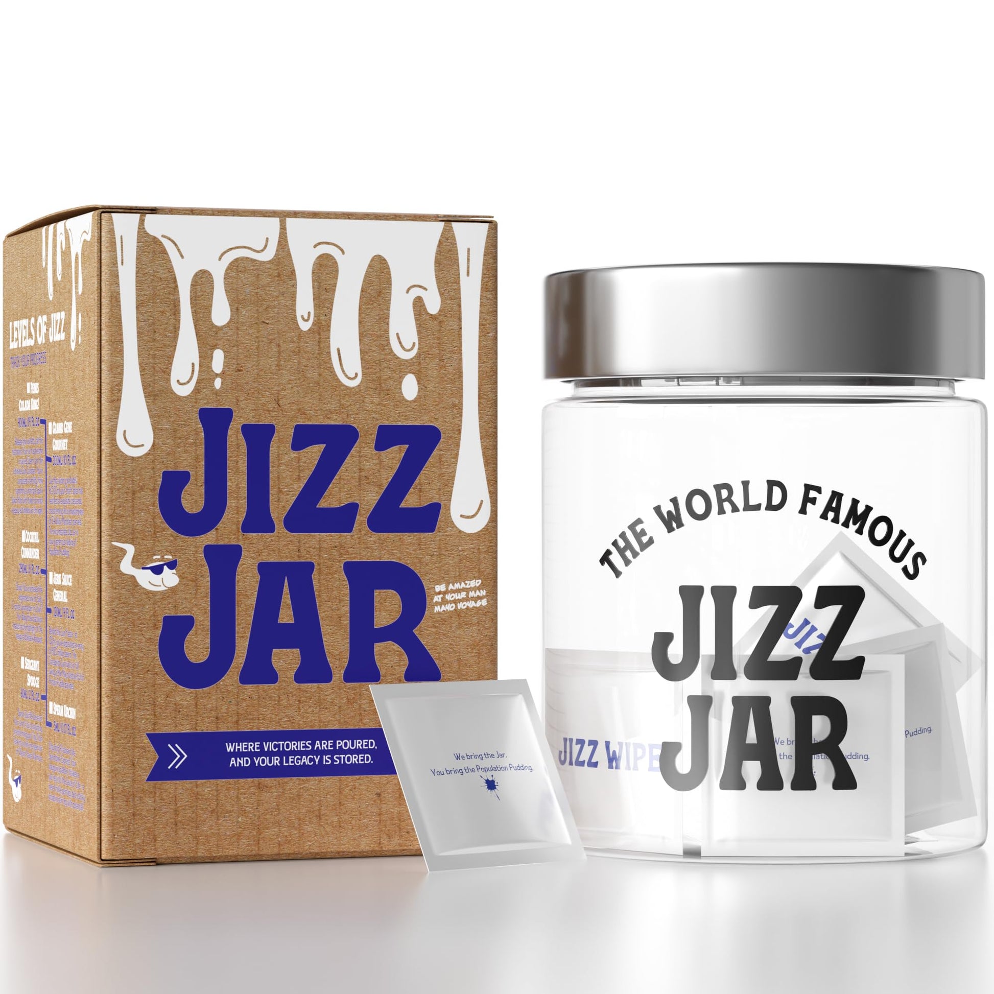 BEARDSHADE Gag Gift Jar (14 FL.Oz) with Wipes  Bonus Cut-Outs in Hilarious Giftable Box  White Elephant Funny Gag Gifts for Men  mature-themed Prank Gift Ideas for Boyfriend  Husband  & More.