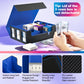 Uaono Card Storage Box For Trading Cards, 1800+ Commander Deck Box For Mtg With Display Window, Toploader Card Case Fits Tcg Ptcg Sports Cards; 10 Removable Divider Tabs, 3 Stoppers (Black, Blue)